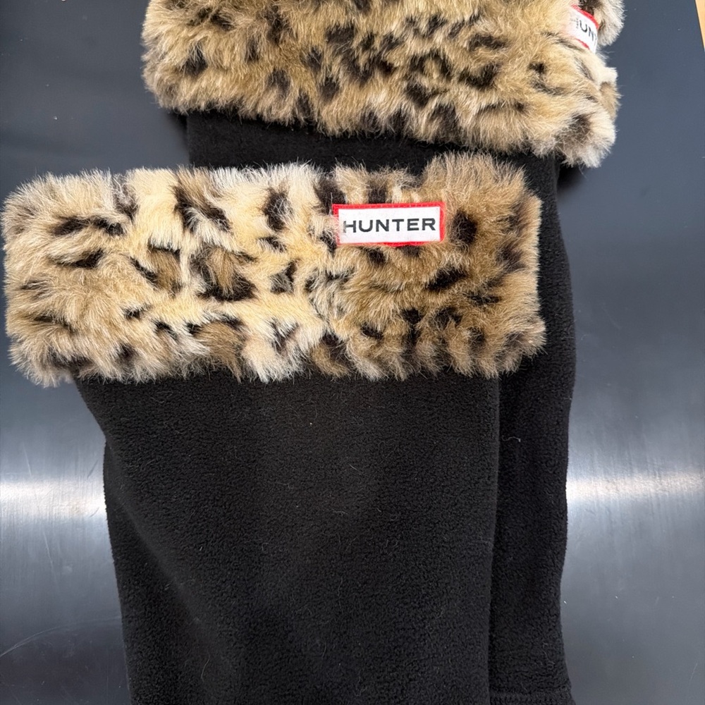 Hunter Black Boot Socks with Animal Print Cuff - Picture 2 of 3